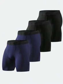 TELALEO 4入組男士壓縮式運動短褲：透氣速乾，籃球、跑步和健身必備 - 彩色 - 查看 1