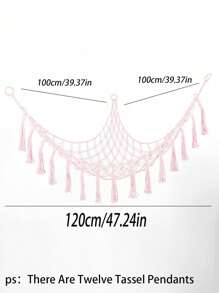 1 peça (Rosa) Corda Trançada à Mão, Bolsa de Rede de Armazenamento de Brinquedos para Pendurar na Parede, Decoração de Parede, Prateleira Dupla de Corda Trançada para Layout de Quarto com Tapeçaria, Decoração de Casa, Rede de Brinquedos Boho Hammock, Rede para Animais de Pelúcia Macramê para Armazenamento de Brinquedos, Bolsa de Rede de Canto, Organizador de Rede de Brinquedos de Pelúcia com Franjas e Ganchos para Organização de Casa e Suprimentos Escolares.