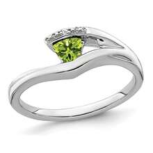 Gem And Harmony 1/4 Carat (Ctw) Trillion-Cut Solitaire Peridot Ring In 14K White Gold - 白色 - 查看 1