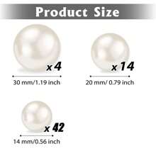 60 颗浮珠无孔珍珠适用于花瓶，高光珍珠珠子花瓶填充物适用于中心装饰，象牙珍珠，30 毫米 20 毫米和 14 毫米，DIY 婚礼、生日、周年纪念、圣诞节中心装饰