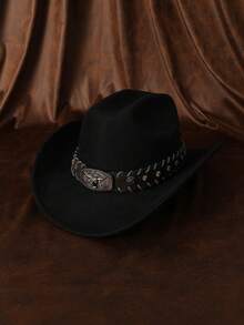 One【正装帽】男士正装帽金属牛头腰带项链正装帽直檐针织正装帽夏季户外旅行爵士帽女士渔夫帽情侣帽男女通用牛仔帽 - 彩色 - 查看 7