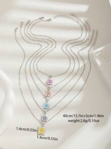 1 chiếc vòng cổ mặt dây chuyền hình hoa nhiều màu sắc xinh xắn, thời trang, phù hợp cho bé gái và trẻ em, tinh tế cho các bữa tiệc, trang phục mùa hè, sử dụng hàng ngày và làm quà tặng sinh nhật. - Nhiều màu - Xem 4