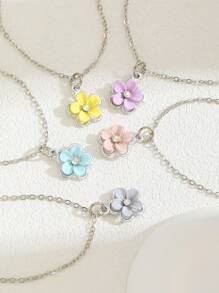 1 chiếc vòng cổ mặt dây chuyền hình hoa nhiều màu sắc xinh xắn, thời trang, phù hợp cho bé gái và trẻ em, tinh tế cho các bữa tiệc, trang phục mùa hè, sử dụng hàng ngày và làm quà tặng sinh nhật. - Nhiều màu - Xem 3