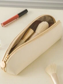 1pc White Pu Cosmetic Bag, Women's Large Capacity Portable Makeup Organizer With Multifunctional Hand-Held Toiletries Bag For Travel Storage Bag,Makeup Bag,Cosmetic Bag,Vacation Organizer,Large Capacity Makeup Organizer Makeup Case, For Lipstick, Brush, Skincare, Mobile Phone, Coin, Small Items, For Home,Gift,Vacation And Festival Halloween Christmas Multifunctional Use,Boho Vibes,For Holiday Beach, Bathroom Collection, Bedroom Collection, Large Capacity