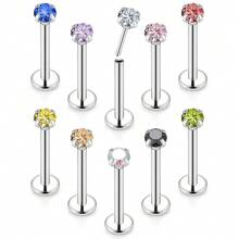 10 pièces Anneau de lèvre à pression en acier inoxydable / acier chirurgical de 20G 18G 16G, bijoux Labret, Anneau de lèvre Monroe, Clou de cartilage, Boucles d'oreilles spirale pour Tragus, Boucles d'oreilles en spirale, Anneau de nez, Bijoux de piercing Medusa, pour hommes et femmes, avec cubic zirconia cubique de 3 mm