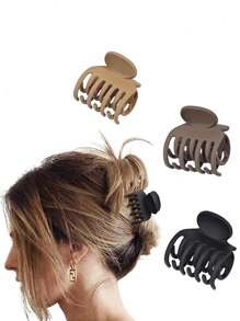 3 Stück Haarklammern mit doppelter Zahnreihe für dünnes Haar, 4,1 cm (ca. 1,6 Zoll) mittlere Größe, matte rutschfeste Kurzhaar-Accessoires für Frauen und Mädchen, Lässig Hair Jaw Clip, Haarklammern, Haarklemmen, Haarfänger-Clip, Schulsachen, College