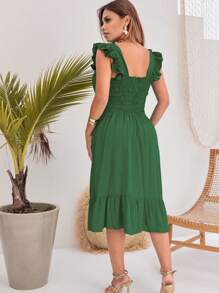 Women Midi Dresses - 軍綠色 - 查看 2