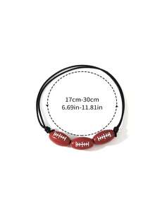 1入組聚酯纖維編織珠寶手鍊，配有足球，網球和籃球吊墜，運動主題女士手鍊 - 彩色 - 查看 11