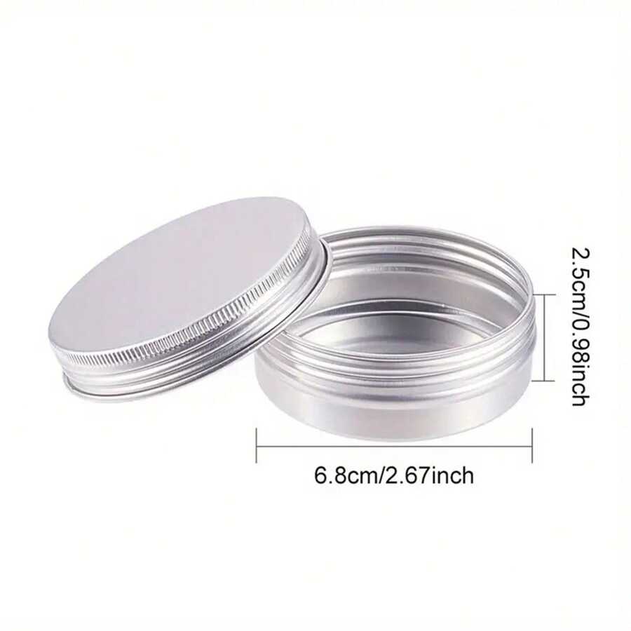 60ml Latas de aluminio redondas con tapa de rosca para contenedores cosméticos, manualidades y almacenamiento de viaje. Platino - Multicolor - Ver 1