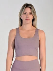 SHORTS + CROPPED TOP SET IN OPAQUE RIBBED FABRIC - 紫色 - 查看 6