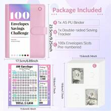 100 Envelopes Money Saving Challenge, Savings Challenges Book With Envelopes & Challenge Tracker, Motivational Process To Save $5050, Money Saving Binder 100 Pocket Pre-Numbered Best Gifts Birthday Graduation - Multicolor - View 4
