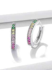 1 Pair Kids Pretty Cubic Zirconia Hoop Earrings For Girls Gifts For Daily Decoration For Party Jewelry Birthday Gift - 1# - View 1