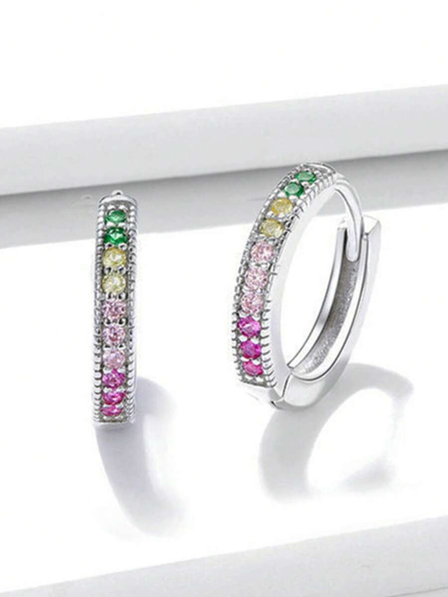 1 Pair Kids Pretty Cubic Zirconia Hoop Earrings For Girls Gifts For Daily Decoration For Party Jewelry Birthday Gift - 1# - View 1