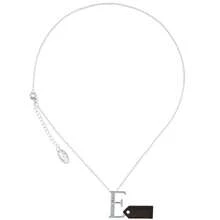 Matashi Rhodium Plated Necklace W Personalized Letter "E" Initial Design And 16" Extendable Chain W Clear Crystals - 銠 - 查看 3