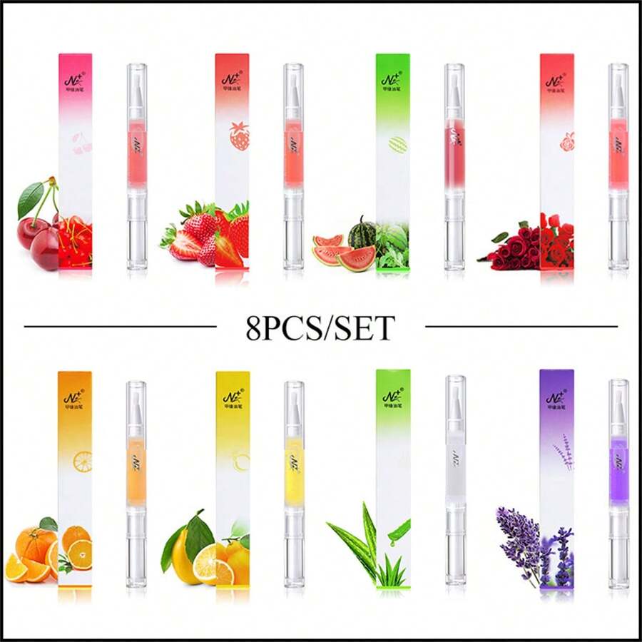 8件套指甲营养油、角质层护理油、营养笔、死皮去除剂及指甲护理工具套装，包含指甲角质层护理油、营养笔、指甲生长护理油、指甲活化油笔、美甲套装、指甲用品等。 - 彩色 - 查看 1