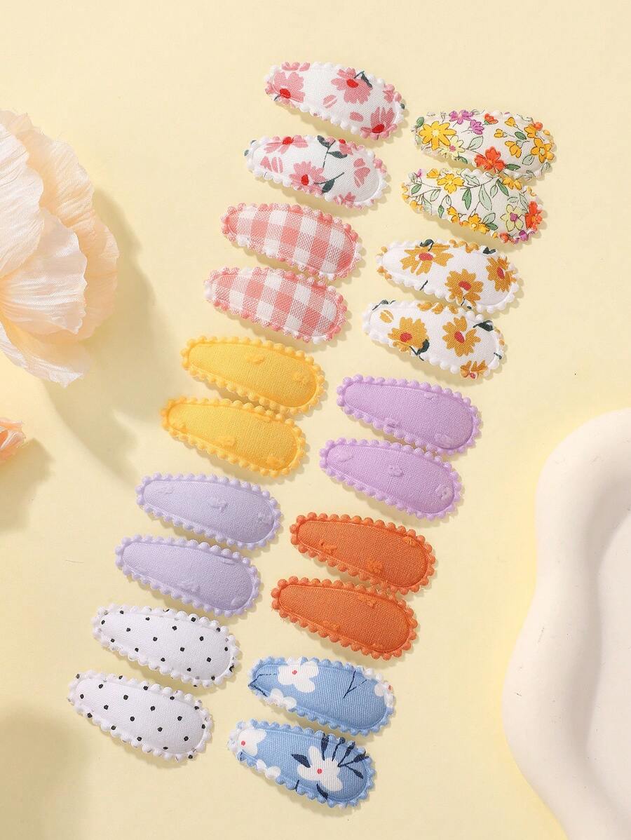 20 chiếc kẹp tóc mini bằng vải cho trẻ sơ sinh, phụ kiện tóc trẻ em màu trơn đáng yêu cho mái tóc, cho Giáng sinh - Nhiều màu - Xem 1