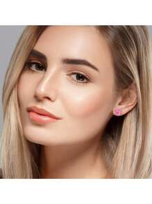 6 paires Boucles d'oreilles à clip sans piercing pour filles avec les oreilles non percées, boucles d'oreilles hypoallergéniques en acier inoxydable cœur coloré, fleur, papillon et arc-en-ciel, ensemble de boucles d'oreilles à pierres CZ
