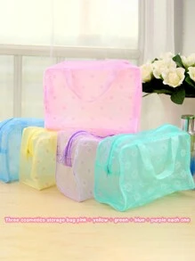 1 件/5 件/10 件半透明 Ditsy 花卉化妆和盥洗包套装 - 粉色、黄色、绿色、蓝色、紫色，适用于旅行收纳袋、化妆包、化妆包、度假收纳包、大容量化妆品收纳化妆盒，可装口红、刷子、护肤品、手机、硬币、小物品，适用于家庭、礼物、度假和节日万圣节圣诞节多功能用途，波西米亚风，适用于假日海滩、浴室收藏、卧室收藏，大容量 - 5PCS,每種顏色各一個 - 查看 4