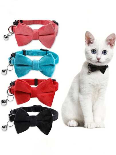 1pc Fashionable Adjustable Pet Collar With Bell And Bow Tie - Suitable For Cats And Small Dogs