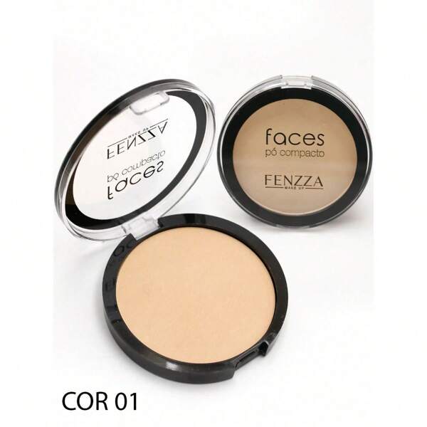 TÁLINDA - Pó Facial Compacto Faces Fenzza Á Prova D'água Cobertura Impecável - Bege Claro Festa Junina