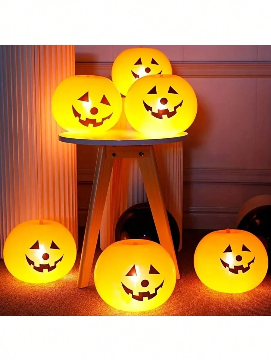 1 quả bóng bay LED hình quả bí ngô có đèn dùng để trang trí tiệc Halloween, ngày lễ, trang trí sân vườn trong nhà và ngoài trời, Giáng sinh - Nhiều màu - Xem 1