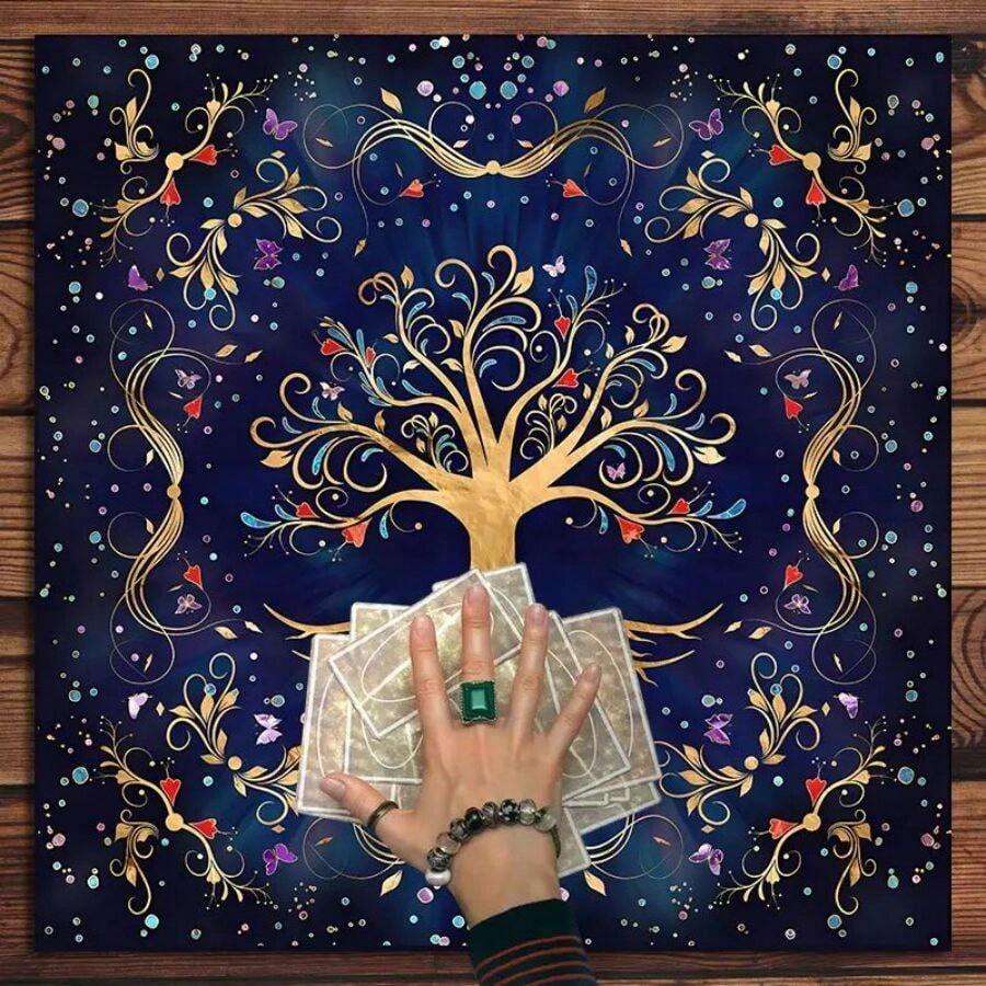 1 szt., nowy obrus tarota Tree Of Life, obrus ołtarzowy, pogański wahadło, astrologia, mata do kart Oracle, mata do gry do wystroju pokoju, gry karnawałowe, gry interaktywne, gry imprezowe, gry świąteczne, kreatywne małe prezenty, akcesoria świąteczne, karty tarota, Tarot, karty wyroczni, karty tarota, Tarot, czary