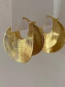 1 par - Pendientes de botón con patrón asimétrico metálico de estilo europeo para un procesamiento pesado, pendientes de moda para ir y venir, elegantes y exclusivos, accesorios versátiles