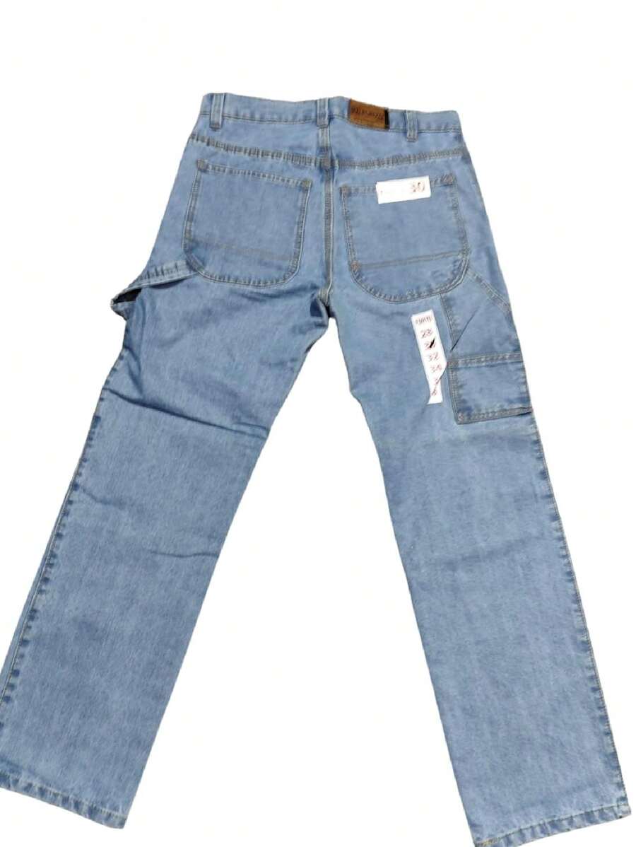 Pantalón Corte Amplio Mezclilla Rígida Estilo Urbano Overzice Baggie - Neblina azul - Ver 1