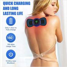 4X Portable Mini Electric Neck Massager Cervical Massage Stimulator Stickers - Multicolor - View 8