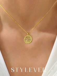 Colier cu pandantiv STYLEVER, placat cu aur de 14K, 1 buc. 12 constelații, Colier cu lanț clavicular în formă rotundă, în stil pentru femei și bărbați, constelație simplă, cadou de înaltă calitate