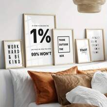 3入組辦公室家庭勵志啟發畫布牆藝術海報，正向自我關懷肯定美學肯定藝術，無框 - 黑與白 - 查看 5