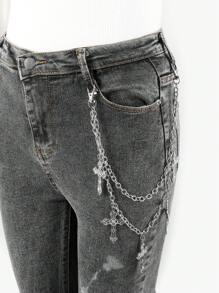 1pc Waist Chain With 5 Cross Pendants For Punk Jeans, Gothic Style Halloween Summer, School Fall, Autumn, Halloween - Silver - View 10