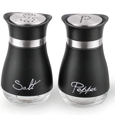 1pc/1Set Salt And Pepper Shakers, Stainless Steel And Glass Bottle For Table, RV, Camp, BBQ,Kitchen Decor