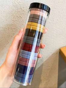 20pcs Seamless Hair Ties In A Jar, High Elasticity And Non-Damaging, Hair Accessories For Daily Wear, Fresh And Sweet Style