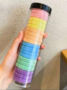 20pcs Seamless Hair Ties In A Jar, High Elasticity And Non-Damaging, Hair Accessories For Daily Wear, Fresh And Sweet Style