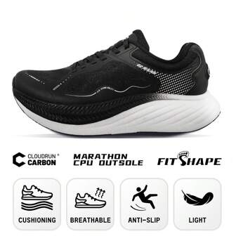  1pair Women's R2 Thick Cushioning Soft-Bullet Marathon Running Shoes With Carbon Plate, TPU Anti-Skid And Wear-Resistant Sole