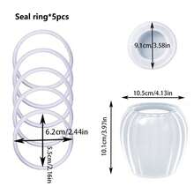 Candle Jar Molds, Pumpkin Silicone Concrete Molds With Lid And 5 Sealing Rings, Cement Mold For Candle Vessels For DIY Storing Bottles, Candle Holder, Jewelry Box - A - View 2