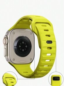 1 件户外运动健身瑜伽防水防汗超薄柔软 3D 纹理硅胶 Apple Watch 表带兼容 Apple Watch Ultra2 1 SE S9/8/7/6/5/4/3/2/1 系列。适合男士和女士，颜色清新。非常适合派对和活动。兼容 Apple Watch 38/40/41mm、42/44/45/49mm。Apple Watch 配件。 - 青檸色 - 查看 5