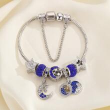 1pc Fashionable Charm Mermaid Tail Rainbow Cloud Feather Sun Moon Star Pendant Women's Everyday Summer Style Bracelet