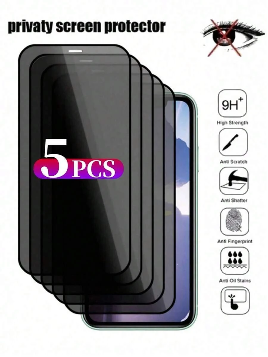 5 Cái Full Cover Bảo Vệ Sự Riêng Tư Bảo Vệ Màn Hình Bảo Vệ Tương Thích Với Iphone 11 12 13 PRO MAX Kính Bảo Mật Tương Thích Với Iphone 14 Pro 15 Pro Max Kính Cường Lực Tương Thích Với Iphone 14 Plus 15 Plus Kính Phim Bảo Mật - màu đen - Xem 1