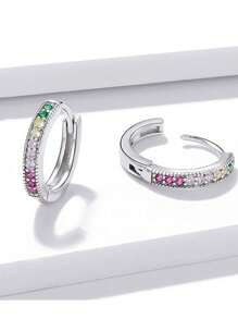 1 Pair Kids Pretty Cubic Zirconia Hoop Earrings For Girls Gifts For Daily Decoration For Party Jewelry Birthday Gift - 1# - View 3