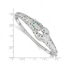 Gem And Harmony Cheetah Hinged Bangle Bracelet In Sterling Silver With Cubic Zirconia (CZ)S - Sterling Silver/CZ - View 4
