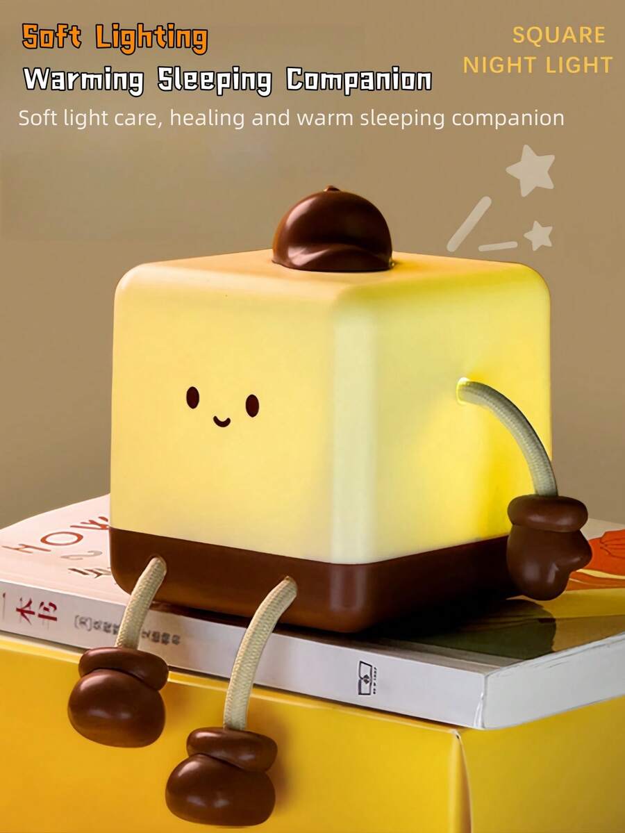 1入組卡通輕拍型夜燈，家居裝飾燈，臥室氛圍燈，可愛床頭燈，LED溫暖燈光，宿舍書桌燈，USB充電，適用作送給朋友或家人的禮物，生日禮