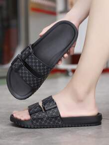 Plus Size Men's Contrast Color Casual Slip-On Sandals - Blue - View 4