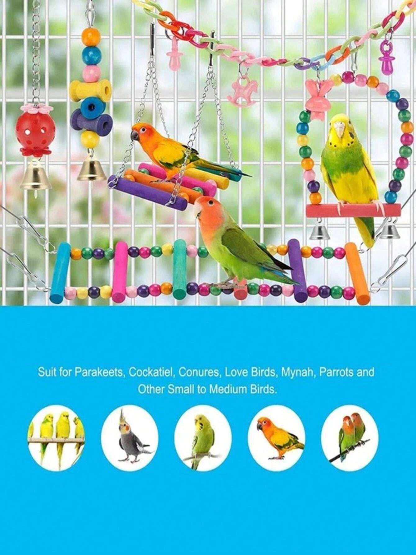 Curated visual reference: 11Pcs Bird Cage Toys For Parrots Wood Birds Swing Reliable Photo Inspiration