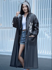 1 件 EVA 加厚全身雨衣，防风防水旅行户外骑行便携式雨衣，女士休闲风格。成人雨衣，一体式雨衣，户外骑行，保持干爽时尚，适合成人学生男女通用，徒步雨披，防雨斗篷雨衣。夏季清凉，沙滩，旅行 - 黑色 - 查看 14