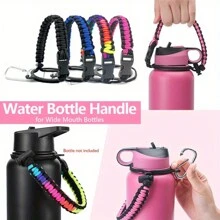 1pc Outdoor Parachute Cord Handmade Braided Cup Handle, Cup Sleeve, Durable Water Bottle Carrier For Outdoor Activities - Supports Up To 64oz