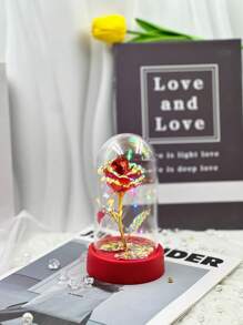 感恩节万圣节派对礼物人造玫瑰花带塑料盖发光装饰件，情人节，母亲节礼物，送给妻子、妈妈、永恒花卉礼物、生日周年庆典 - 彩色 - 查看 14