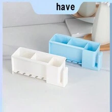 1 pieza Porta cepillos de dientes sin perforación con almacenamiento para montaje en pared, estilo simple, organizador del baño - Multicolor - Ver 6