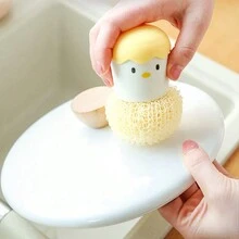 1入組納米清潔海棉，帶手柄不掉毛洗碗刷，可愛易拆式家用清潔工具 - 黃色 - 查看 5